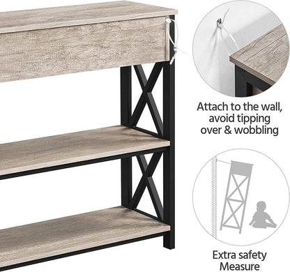 Elegant X-Design Console Table with Storage - Versatile Sofa, Entryway, and TV Stand with Ball Bearing Drawer & Anti-Tipping Safety