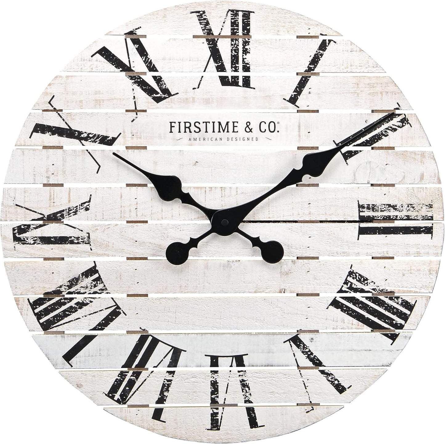 FirsTime & Co. White Shiplap Farmhouse Wall Clock – Timeless Charm for Any Space!