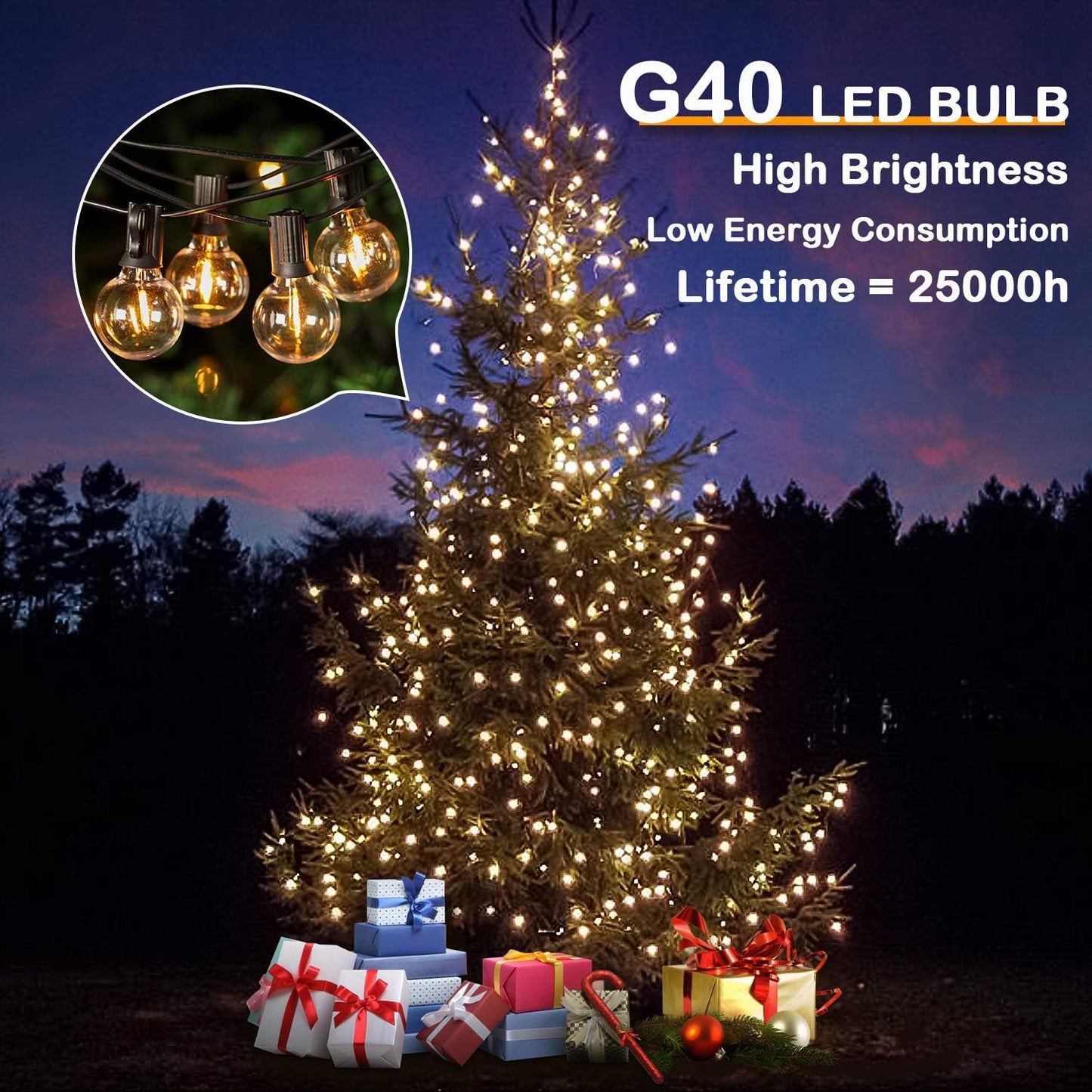 50FT Waterproof & Shatterproof LED Patio String Lights – Dimmable, Energy-Saving Outdoor/Indoor Globe Lights for Garden, Party, and Wedding