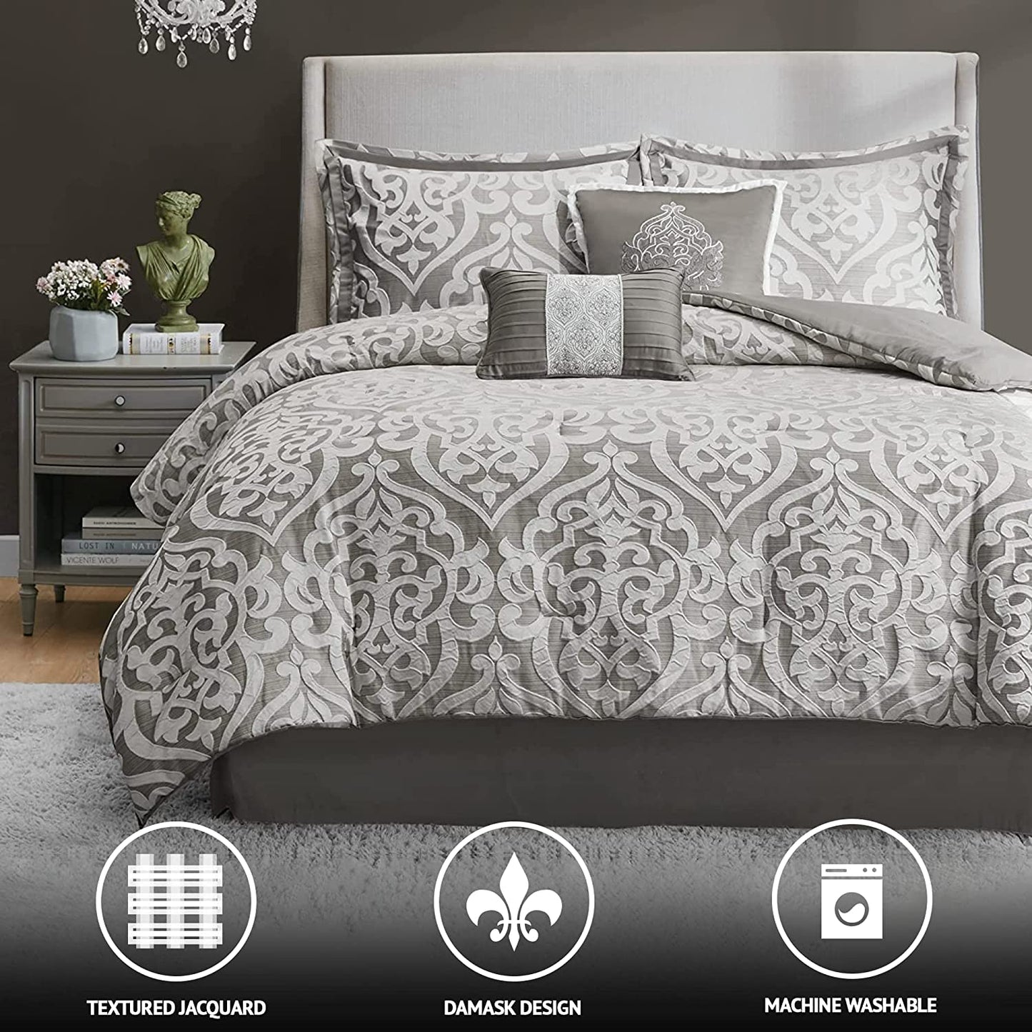 🛏️ Madison Park Tesla 6-Piece Jacquard Comforter Set – Elegance & Comfort Combined! ✨